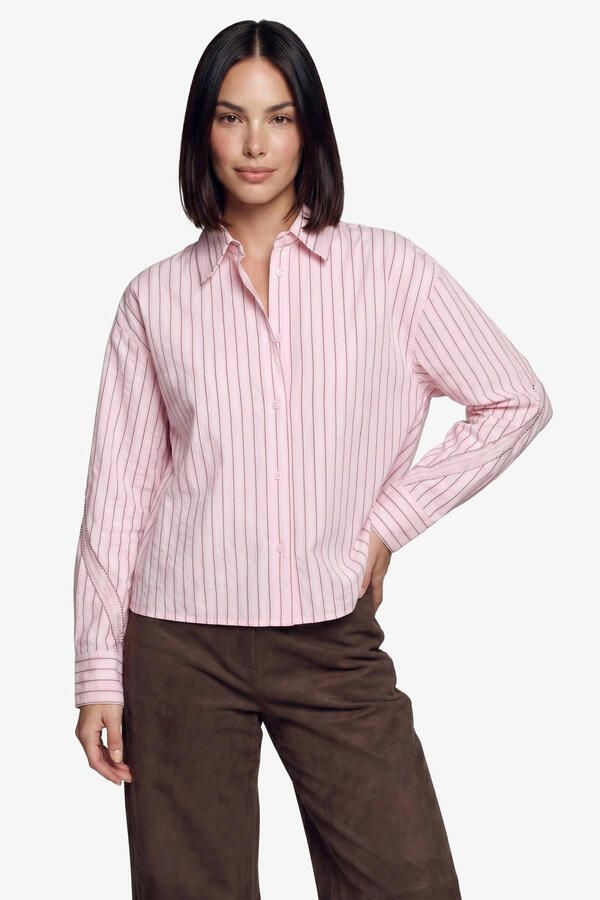 FLURESK blouse met krijtstreep roze