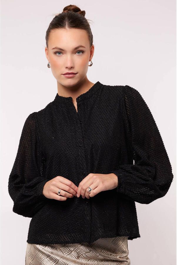 FLURESK blouse zwart met lurex
