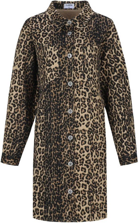 FLURESK blousejurk met panterprint bruin - Foto 2