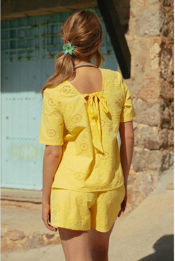 FLURESK blousetop broderie geel - Foto 2