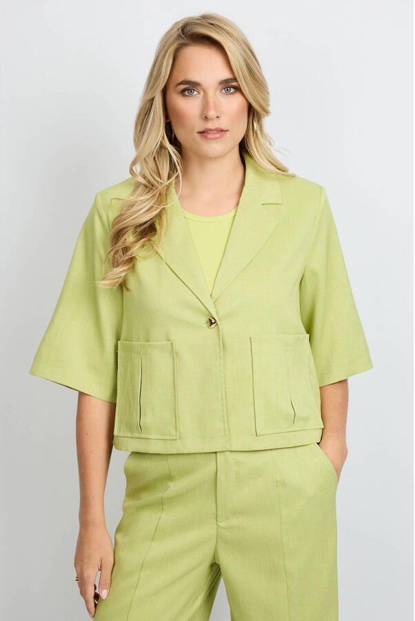 FLURESK cropped blazer lichtgroen