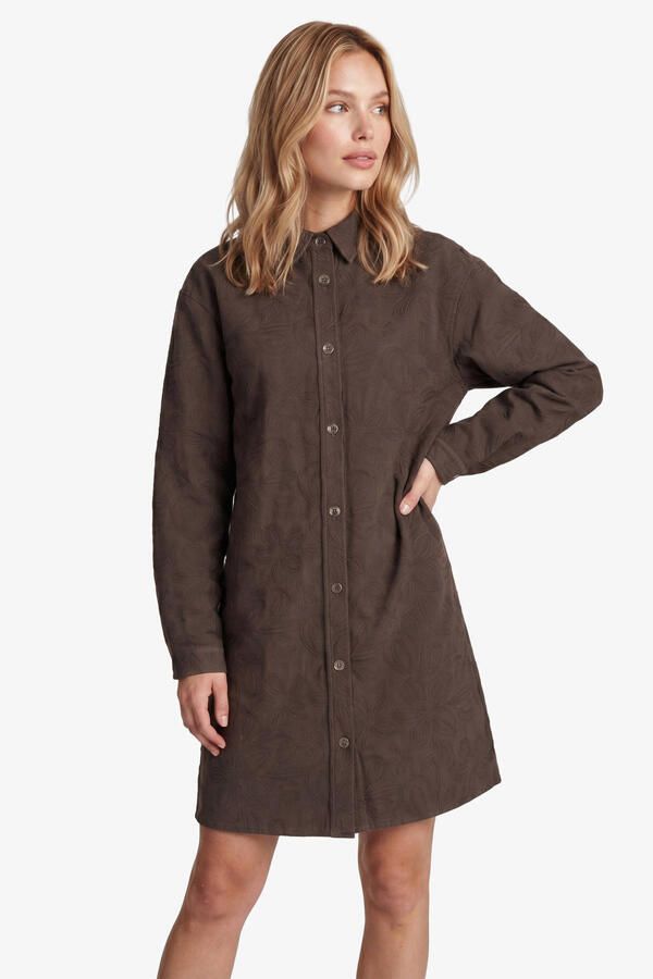 FLURESK gebloemde blousejurk met borduursels bruin
