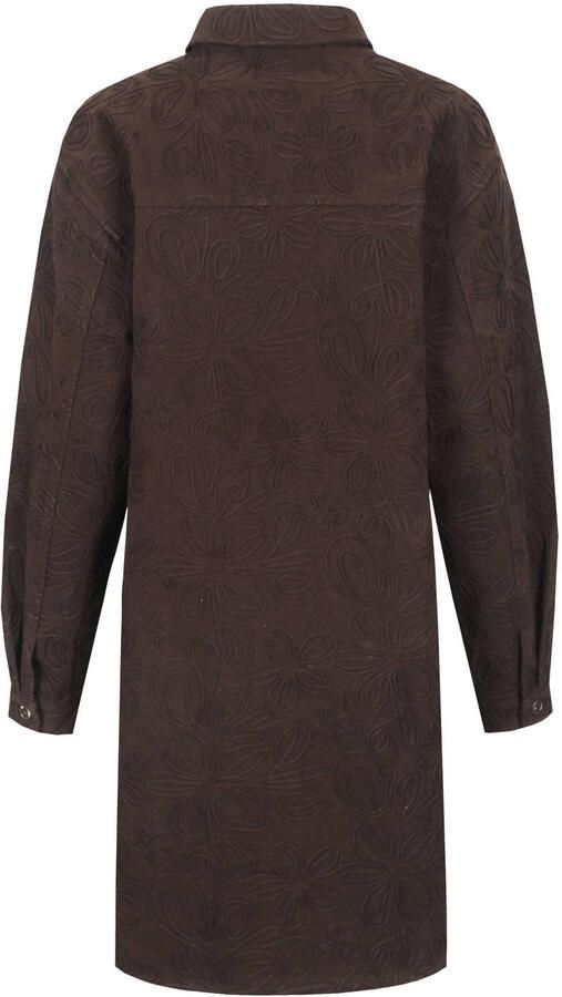 FLURESK gebloemde blousejurk met borduursels bruin - Foto 3