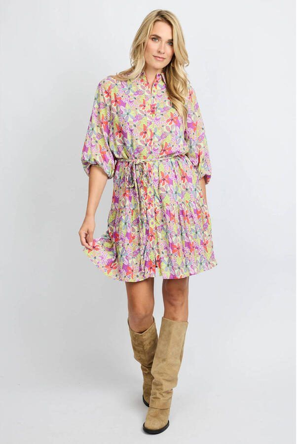FLURESK gebloemde blousejurk roze