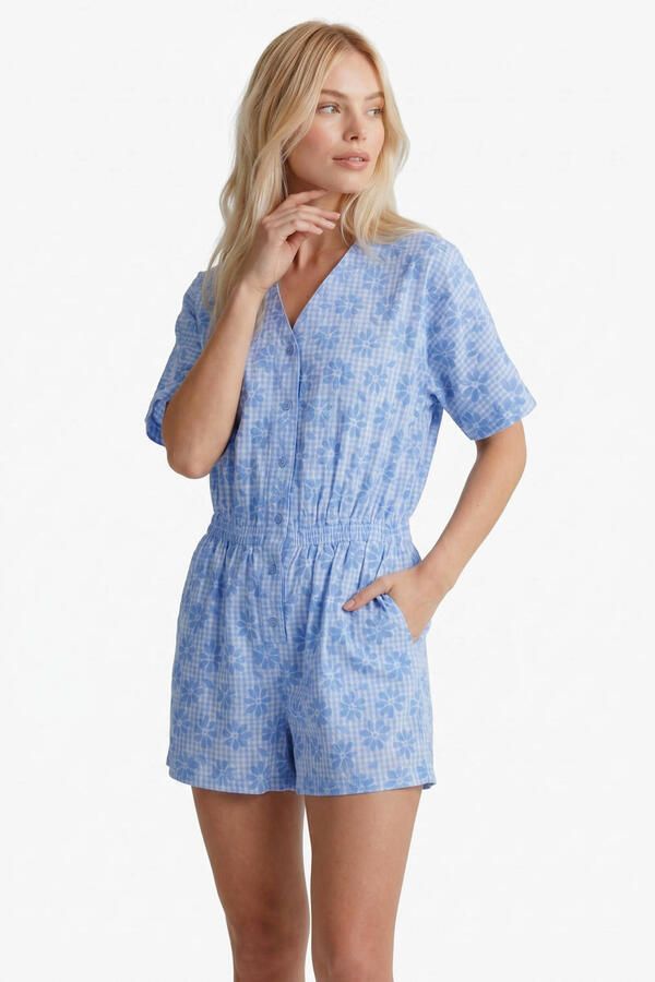 FLURESK gebloemde playsuit blauw
