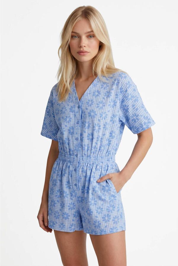 FLURESK gebloemde playsuit blauw - Foto 3