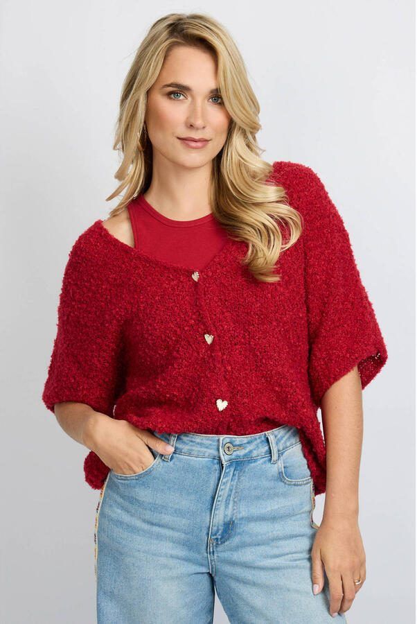 FLURESK gebreid vest rood