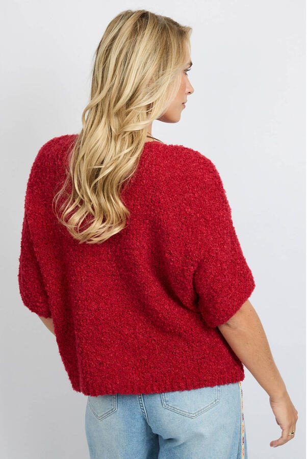 FLURESK gebreid vest rood - Foto 3