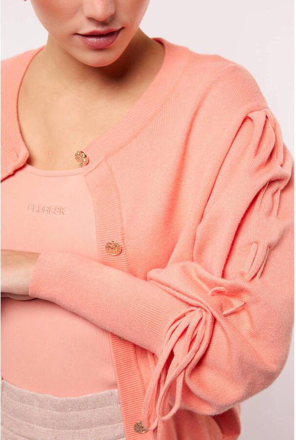 FLURESK gebreid vest roze