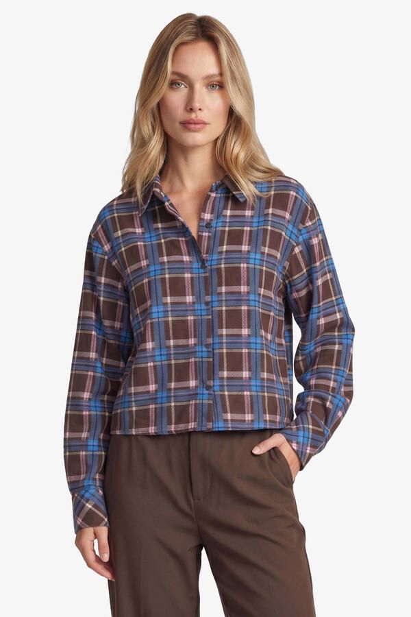 FLURESK geruite blouse bruin