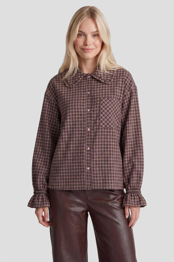 FLURESK geruite blouse bruin