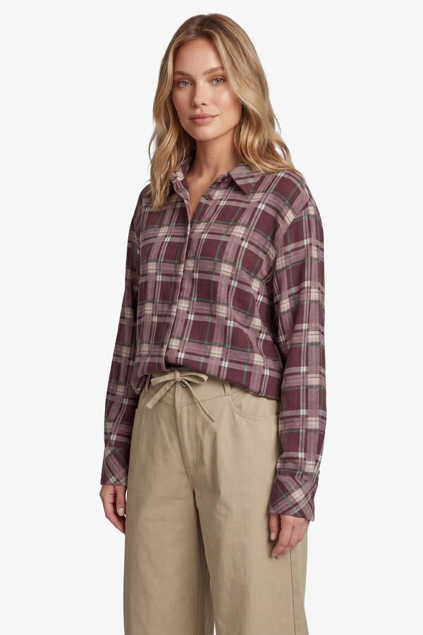 FLURESK geruite blouse donkerrood