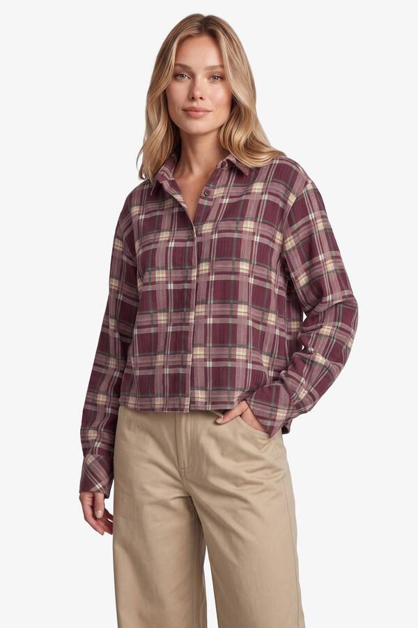 FLURESK geruite blouse donkerrood - Foto 2