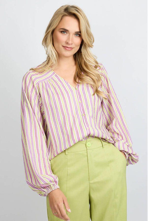 FLURESK gestreepte blouse roze