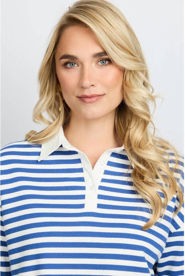 FLURESK gestreepte polo blauw - Foto 2