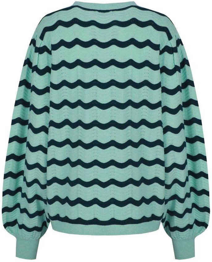 FLURESK gestreepte pullover mintgroen ajour - Foto 2
