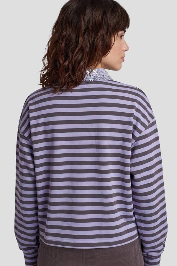 FLURESK gestreepte sweater met pailletten paars - Foto 2