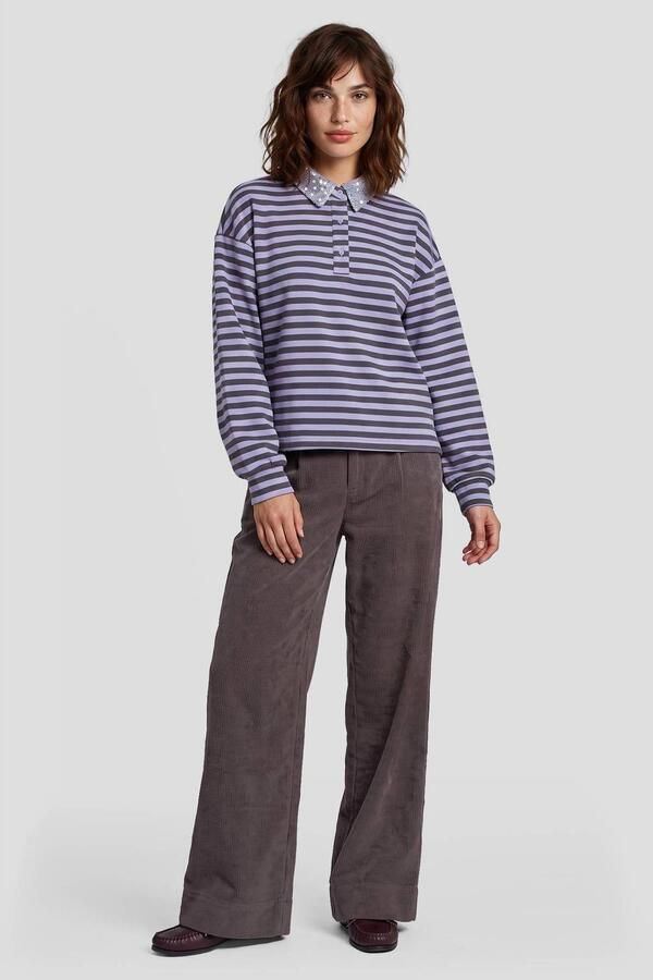 FLURESK gestreepte sweater met pailletten paars - Foto 3