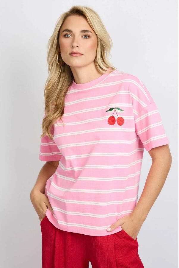 FLURESK gestreepte T-shirt roze