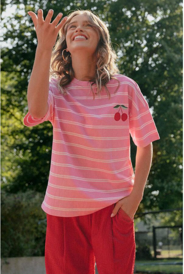 FLURESK gestreepte T-shirt roze - Foto 3