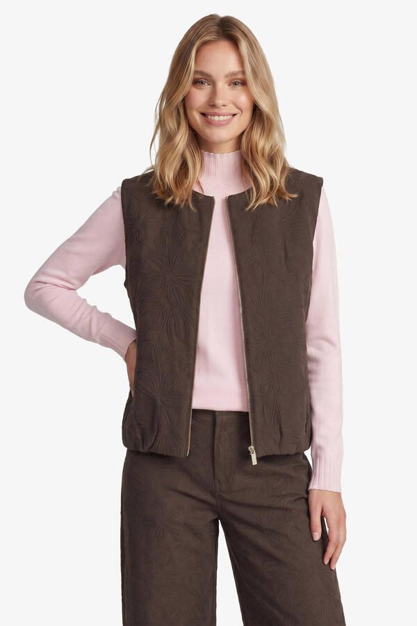FLURESK gilet met borduursels bruin