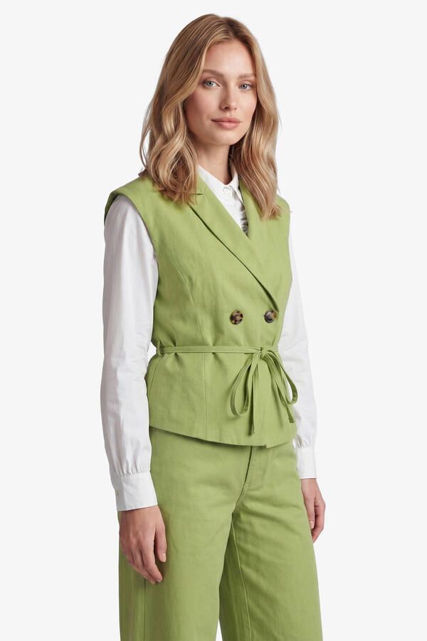 FLURESK gilet met ceintuur groen
