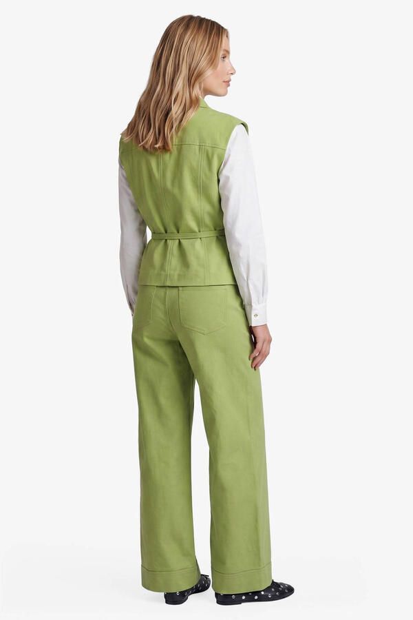 FLURESK gilet met ceintuur groen - Foto 3