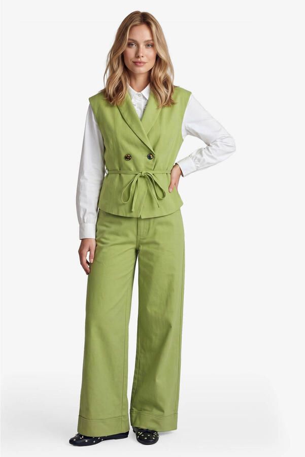 FLURESK gilet met ceintuur groen - Foto 2