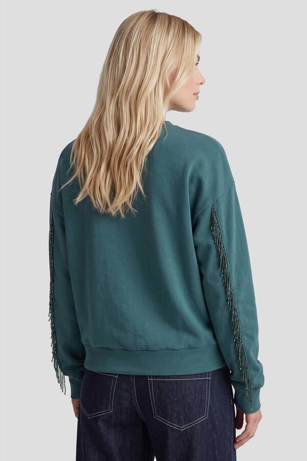 FLURESK katoenen sweater met kraaltjes petrol - Foto 2