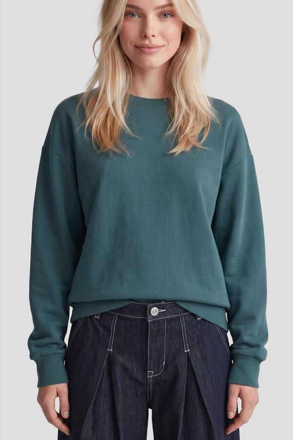 FLURESK katoenen sweater met kraaltjes petrol