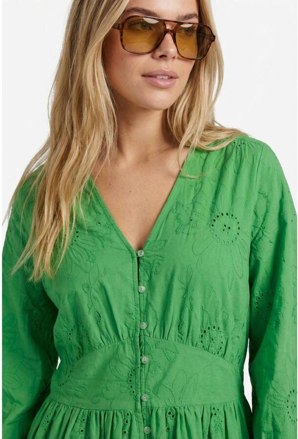 FLURESK korte jurk broderie groen - Foto 2