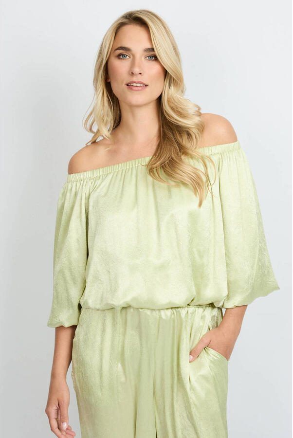 FLURESK off shoulder top lichtgroen