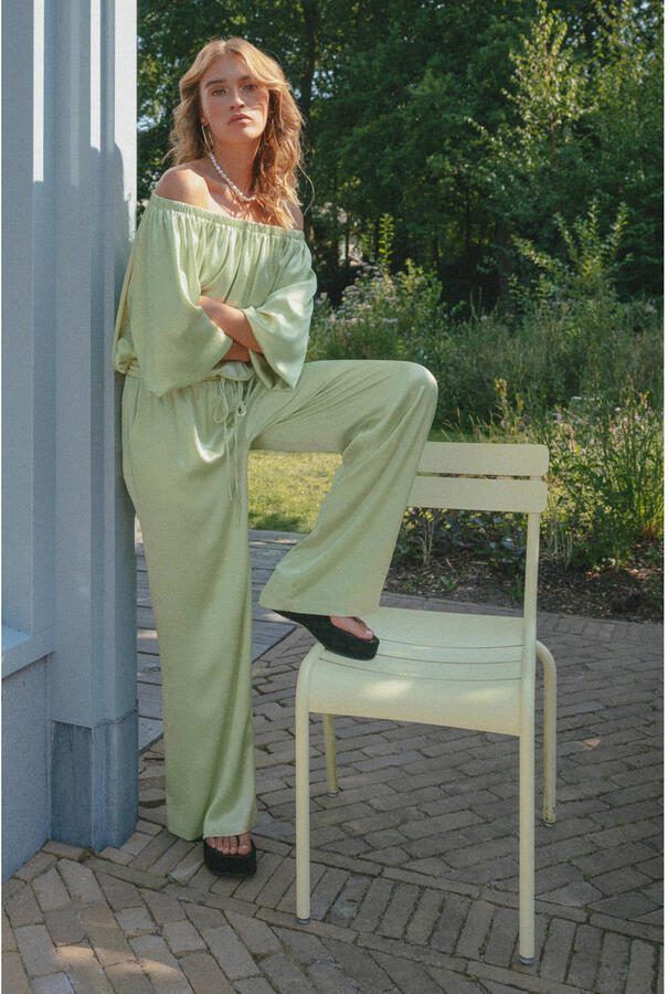 FLURESK off shoulder top lichtgroen - Foto 3