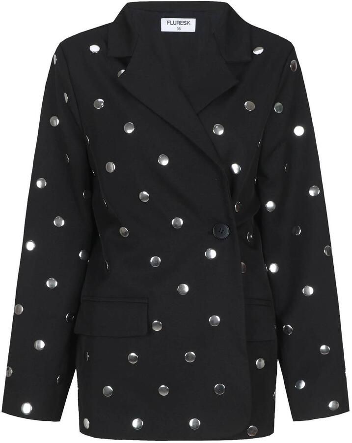 FLURESK oversized blazer met studs zwart