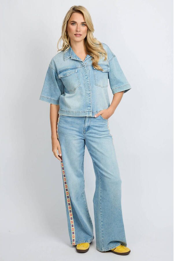 FLURESK Shannon high waist wide leg jeans light blue denim