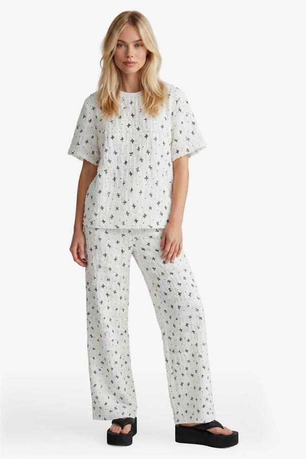 FLURESK straight broek met print ecru - Foto 3