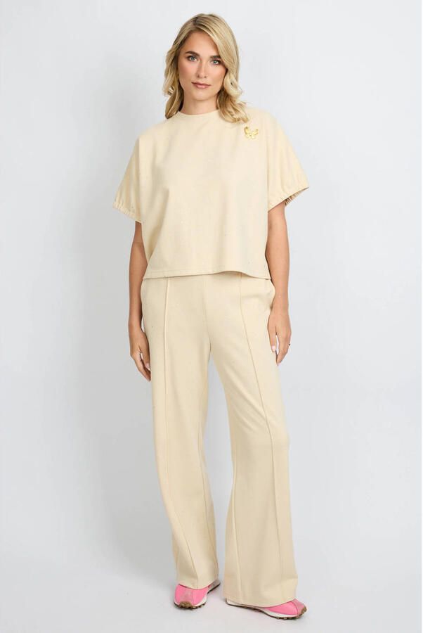FLURESK straight high waist casual broek zand