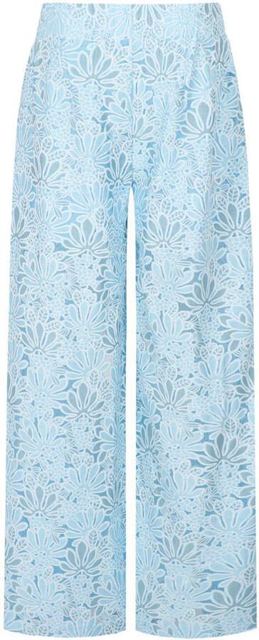 FLURESK straight high waist gebloemde broek lichtblauw - Foto 2