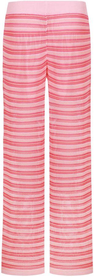 FLURESK straight high waist gestreepte broek gebreid roze - Foto 3
