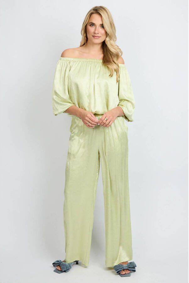 FLURESK straight regular waist casual broek lichtgroen