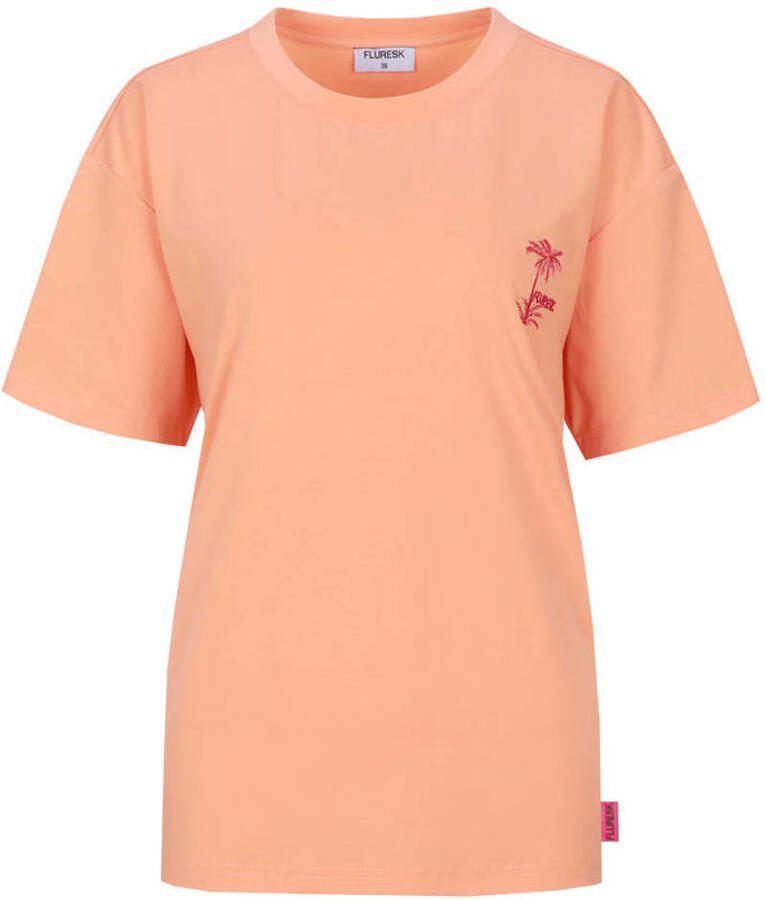 FLURESK T-shirt met backprint oranje - Foto 2