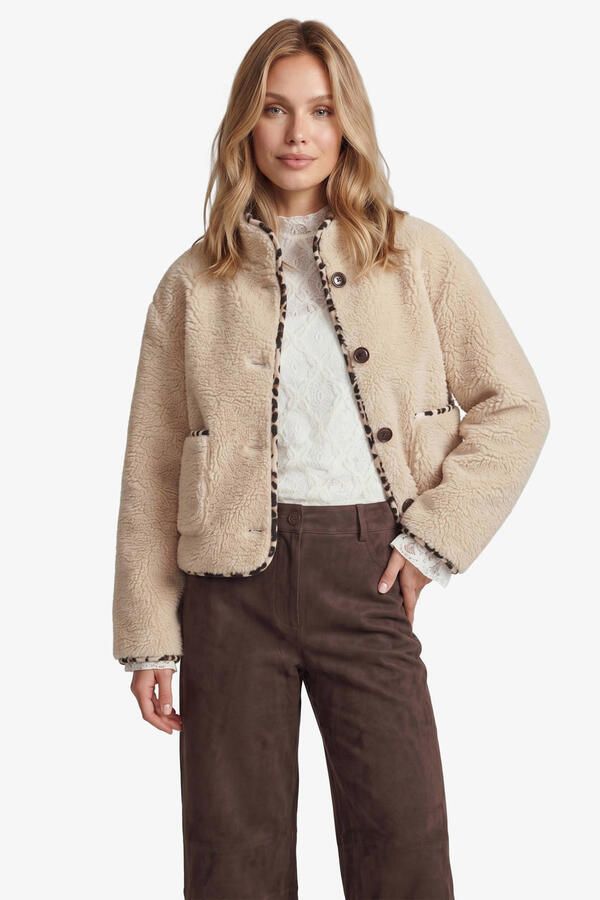FLURESK teddy winterjas beige