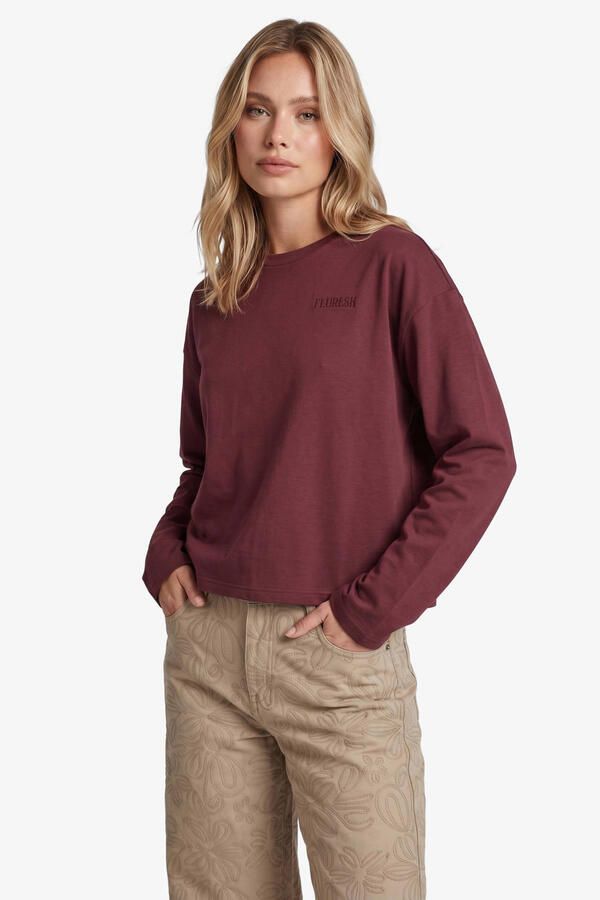 FLURESK top met franjes donkerrood