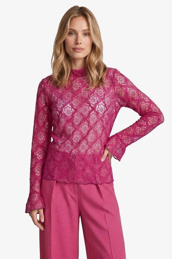 FLURESK top met print roze