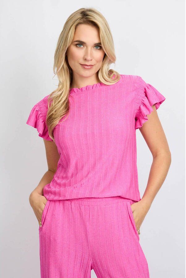 FLURESK top met textuur roze