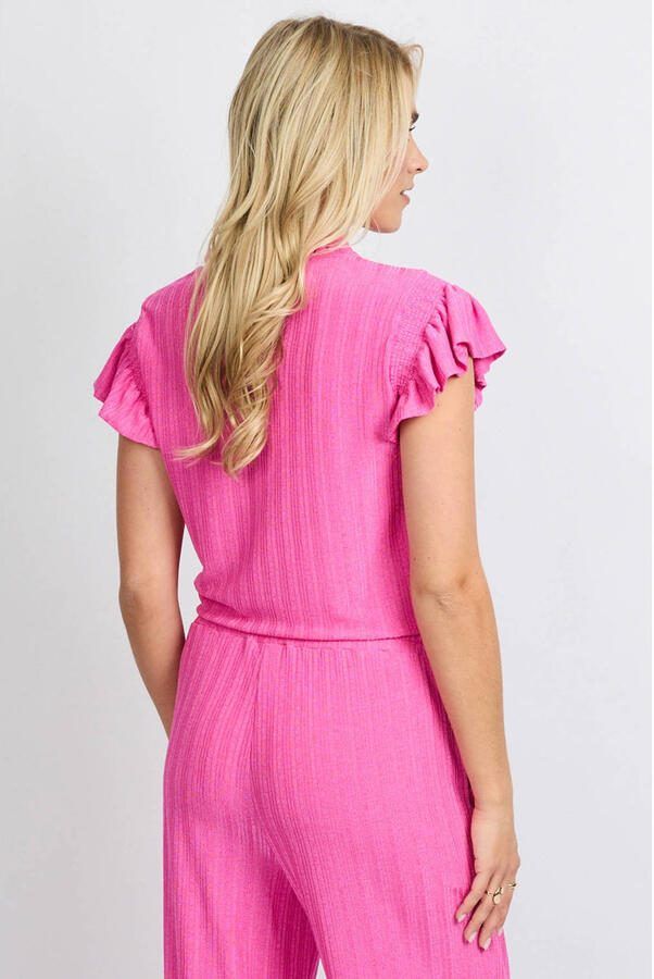 FLURESK top met textuur roze - Foto 3