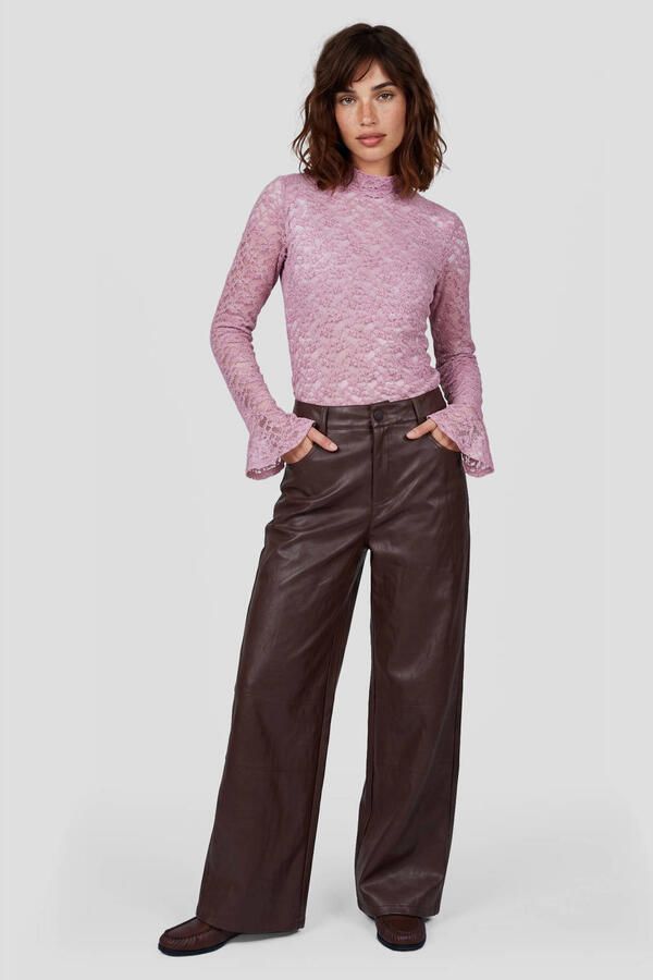 FLURESK wide leg broek donkerrood - Foto 2