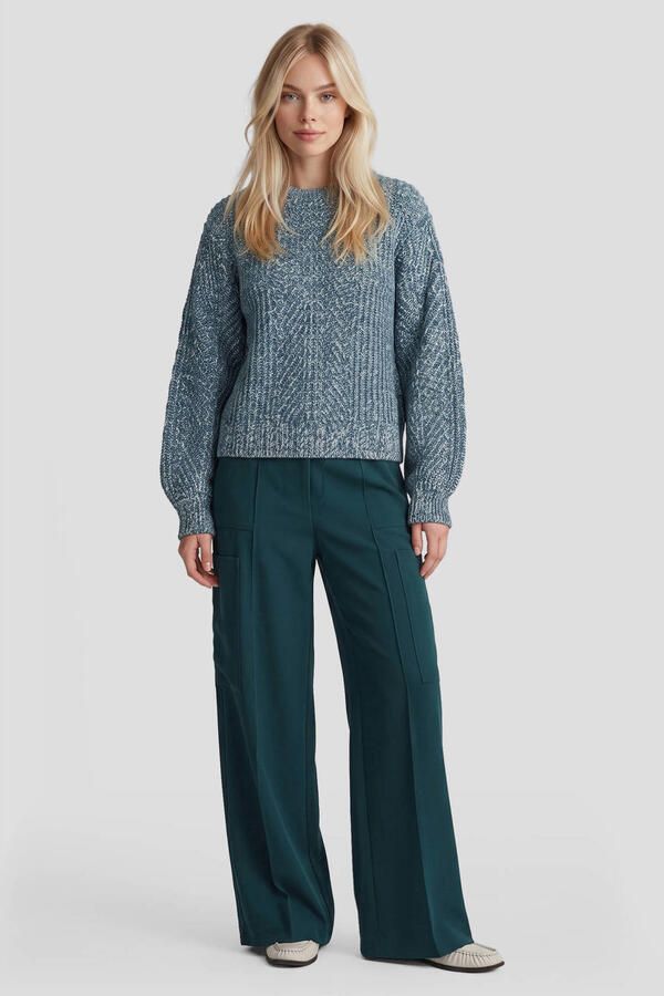 FLURESK wide leg broek petrol - Foto 3