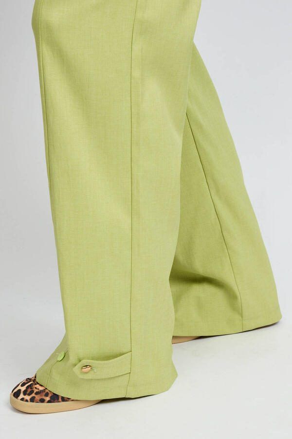 FLURESK wide leg high waist broek lichtgroen