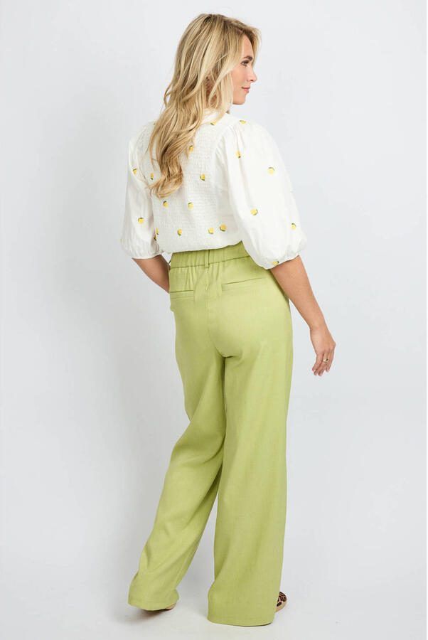 FLURESK wide leg high waist broek lichtgroen - Foto 2